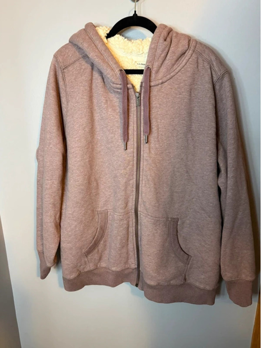 1X L.L. mauve Sherpa zip up Hoodie PTP 25